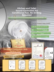 Smart Voice Control Wall Mounted Oscillating Mini Fan Bathroom Toilet Low Profile Cold Air Bedroom Dormitory Charging Hanging Fan