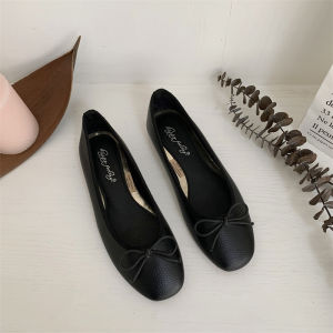 รองเท้าส้นแบนสีแดงเล็กน่ารักสไตล์ฝรั่งเศส รองเท้าส้นแบนสุดหรูสำหรับฤดูใบไม้ผลิและฤดูร้อน รองเท้าผู้หญิงแบบสวมสบาย