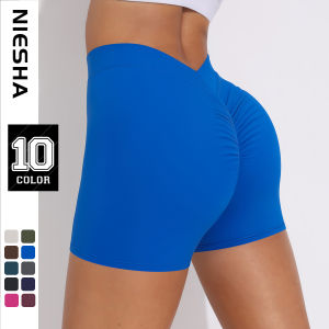 High-Waisted Yoga Pants Womens Running Shorts Elastic Skin-Friendly Peach Folded Design Fitness Sportswear Bottoms
