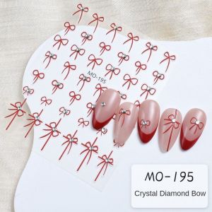 Sticker nơ đính đá siêu hot trang trí móng tay nail  có 2 màu ( đỏ & đen )