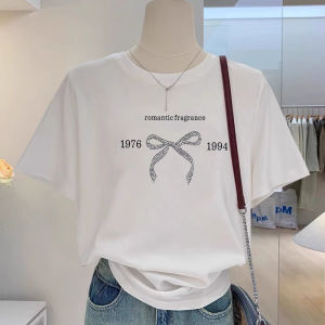 Áo Thun Nữ Cổ Tròn Tay Ngắn in Họa Tiết Mùa Hè Dáng Rộng Đơn Giản Màu Trơn Mặc Trong Vai Áo