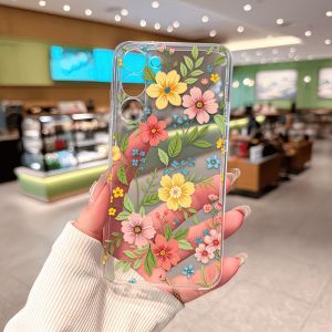 Colorful Large Flower Vine Print Phone Case For Samsung Galaxy A73 A72 A71 A56 A55 A54 A53 A52 A51 A50 Clear Soft TPU Back Cover