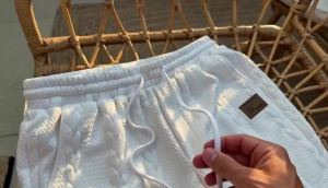 Mens White Drawstring Casual Shorts Summer Loose Breathable 5 Inch Shorts