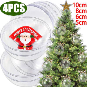 4PCS Christmas Transparent Hollow Ball Pendant 5/6/8/10cm DIY Fillable Plastic Christmas Tree Hanging Pendant 2024 Wedding Christmas Holiday Party Decoration