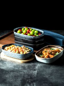 Elegant Double-Eared Rectangular Plate Baking Dish Sturdy Tray for Oven Rice Casserole Beautiful Dinner Plate Premium Feeling