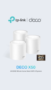 TP-Link Deco X50 AX3000 Mesh WiFi 6 Router | 4 Streams HE160 | 3× Gigabit Ports | AI Mesh | Wi-Fi 6 Wireless (Deco X20)