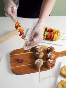 500pcs BBQ Sticks Disposable Barbecue Wood Sticks Barbecue Party Buffet Food Bamboo Sticks