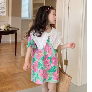 Girls Dress Summer Princess Dress Little Girls Flower Pretty Skirt Fashion Lapels 0142