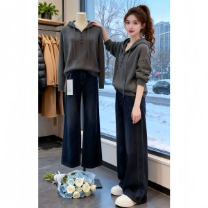 Shalldoer | Atmospheric Korean Style Grey Half Open Collar Hooded Sweater