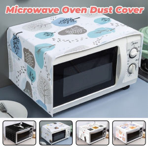 Microwave Oven Dust Cover Cloth Cotton Hemp Oven Cover Storable Dust Cover for Household Appliances