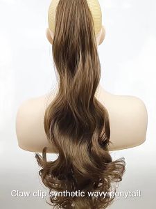 55CM Long Curly Wig Womens Ponytail Hair Extensions with MINI Claw Clip Horsetail Fashion Wig Hairpiece Wig Female Long Hair Clip Natural Simulation Long Curly Hair Big Wave High Horsetail Fashion Wigs