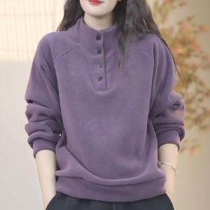 Casual Hoodie Sweatshirt Stand Collar Base Layer Shirt Outerwear Trendy Comfortable Loose Fit Long Sleeve Polo Collar Top