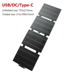 60W Portable Foldable Solar Panel Folding Cell Type C USB 12V DC Solar Charger Outdoor Power Supply for Camping and Mobile Phone