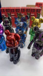 Bear Design Bluetooth Speaker 800mAh TWS Stereo Surround Sound Colorful Graffiti Metallic Bear  21CM Violent Bear Wireless Fashion Christmas Gift Birthday Present