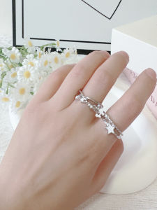 Luxurious Double Layer Star Ring Adjustable Open Design Zircon Ring for Index Finger Fashionable Jewelry Accessory