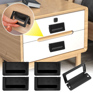 YESPERY ลิ้นชักประตูตู้ซ่อน HANDEL Lipat สีดำ 1/2/4ชิ้น โต้ะเครื่องแป้งมือจับประตูตู้เครื่องเรือนสไตล์โมเดิร์น