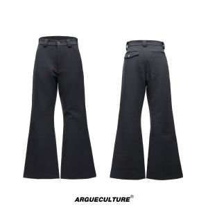 Heat Kissed Folded Red Lip Print Flared Pants High Rise Long Cotton Casual Trousers Fashionable Urban Style for Teenagers