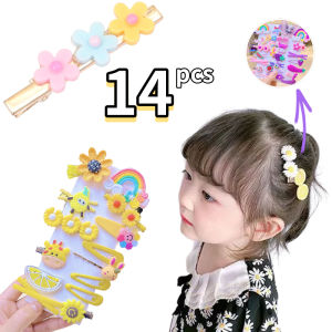 14 Pcs Cute Hair Clips Set Bangs Hairpin Flower Fruit Baby Girl Barrettes Hair Accessories