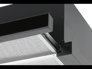 Hút mùi âm tủ Dmestik công suất 650m3h thân inox sơn tĩnh điện màu đen điều khiển cơ học lắp đặt