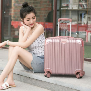 Universal Wheel Suitcase Zipper Travel Bag 18 Inch Mens Womens Student Vintage Leather Box  Style Luggage with Handle