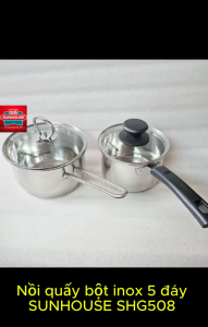 Nồi quấy bột Inox 5 đáy 16cm SUNHOUSE SHG508 - 16 - LƯU Ý: KHÔNG CHỐNG DÍNH - Hàng chính hãng