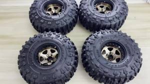 4Pcs 1.9 inch Metal Beadlock Wheels Rim Rubber For 1:10 RC Crawler Axial SCX10 II 90046 SCX10 III AXI03007 TRX4 D90