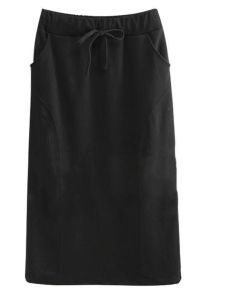 High Waist A-Line Midi Skirt Bodycon Straight Cut Back Split Sporty plus Size Women Casual Versatile Long Sweater Cloth Pure Color