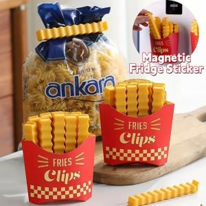 12Pcs/Set Food Moisture-proof Sealing Clip with Magnetic Refrigerator Sticker Fries Long Strip Snack Clip Creative Gift