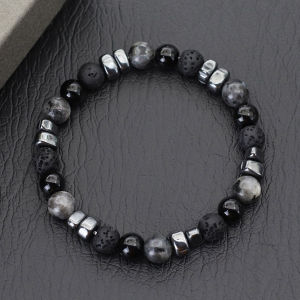 Natural Hematite Stone Beaded Bracelet Men Handmade Unfading Strand Braclet Jewelry Healing Office Leisure Homme Accessories
