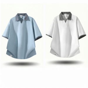 izzue | Patchwork Plaid Casual Polo Shirt Thin Loose Summer Style