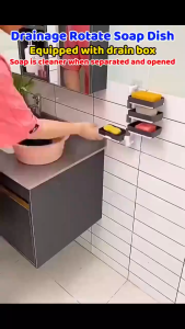 Rotating Soap Box Holder 2/3/4 Layers Wall Mounted Bathroom Organizer Modern Space Saving Storage Rack With Drain Hole
