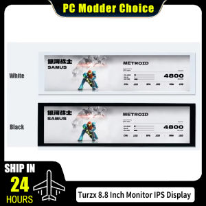 Turzx 8.8 Inch LCD Monitor IPS Display 1920x480 Easy Type-C Driver Multi-themes MOD Freely Aida 64Black / White
