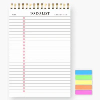 1Pc Minimalistic To-Do List Notepad Spiral Daily Planning Task List Organizer Work Agenda Notebook - with Index Sticker