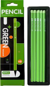 10 Pack Triangular Wood Pencils Green Break Resistant Anti-Smudge Comfortable Grip for Back to School Office and Art