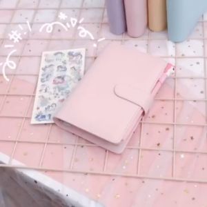 A6 Notebook Binder Photocard Budget Planner Money Organizer PU Leather Envelope With Zipper Pockets