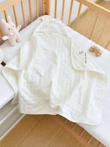 Pure Cotton Muslin Baby Bath Towel Infant Wrap with Hat Children Coat Wrapped Comfortable Soft Absorbent Bathing Towel