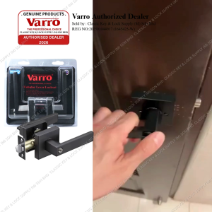 VARRO Tubular Lever Door Handle Lock Entrance Matt Grey