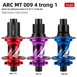 Bộ Moay-ơ Xe Đạp Leo Núi ARC MT009 MTB 32 Lỗ Bánh Trước & Sau Bạc Đạn Kín 6 Chấu 114 Tiếng Click Tương Thích HG XD MS 8-12 Tốc Độ