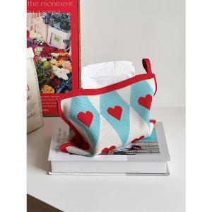 Love Heart-Shaped Knitting Tissue Bag Living Room Home Bedroom Bedside Dining Table Tissue Box Table Decorative Ornaments Fancy