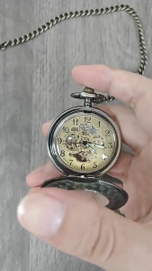 Factory In Stock Hot Sale Large Green Ancient Hollow-Out Glow Surface Automatic Mechanical Pocket Watch Mens And Womens Gift Mechanical Watch EYUE JM
