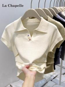 Áo Thun Tay Ngắn La Chapelle Phong Cách Hàn Quốc Dành Cho Nữ Mùa Xuân Hè 2025 Áo Thun Dáng Ôm Vừa Vặn Tôn Dáng Vai Thường Ngày