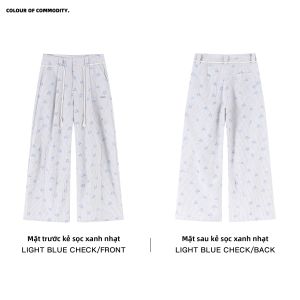JNXS | Quần Tây In Sao Xanh Nhạt Dây Rút Phong Cách Thoải Mái Thu