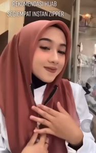 Hijab Segiempat Instant Resleting Mutiara: Lasercut Polos & Warna Terlengkap