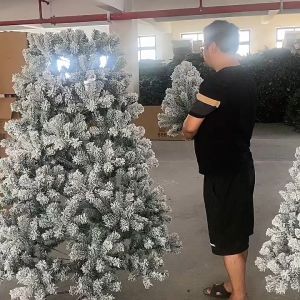 Flocking snow Christmas tree 3/4/5/6ft simulation PVC shopping mall window display parts Christmas decoration