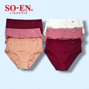 SO-EN Lingerie 6 in 1 Pack Assorted Colors Premium Cotton Spandex Comfy Fit Semipanty for Women