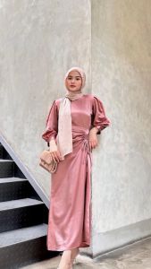 ABELIA DRESS SILK SATIN ( READY STOK ) GAMIS SERUT VIRAL DRESS BRIDESMAID PESTA 2023S SATIN BAJU KONDANGAN WANITA WEDDING