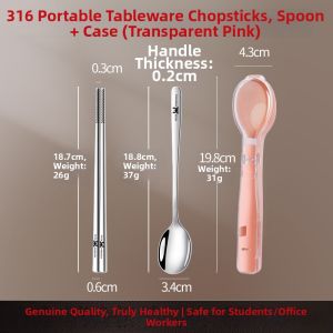 Portable 316 Stainless Steel Cutlery Set with Chopsticks And Spoon Student Style Storage Box Single Person Meal Kit Travel Friendly