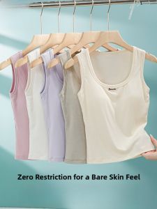 Miiow | Womens Summer Thin Tank Top Silk Lyocell Vest With Chest Pad No Bra Needed Backless Design Versatile Style Regular Length