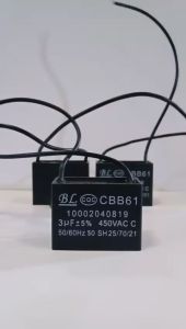 Capasitor 3 UF BL Kapasitor running kotak kabel hitam AC Pompa Kulkas Capacitor 450 Volt 50/60 Hz
