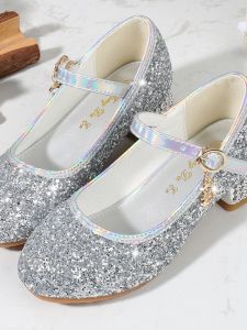 Giày Cao Gót Công Chúa Pha Lê Màu Bạc Cho Bé Gái Trình Diễn Thời Trang Giày Thể Thao Trẻ Em Đa Năng Thanh Lịch Giày Khiêu Vũ Bên Cạnh Khóa Kéo